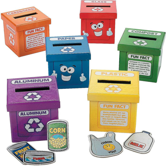 Fun Express Sorting Toys for Toddlers 1-3 - Color Sorting Educational Recycling Game with 54 Pieces | STEM Learning Activities for Preschool Science & Earth Day Projects | Eco-Friendly Teaching Kit