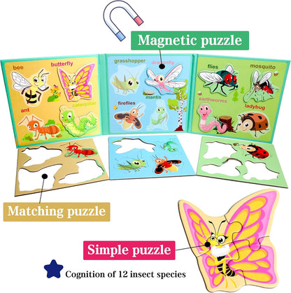 Magnetic Puzzles for Kids Ages 1-3, Travel Toddler Puzzles Ages 2-4 Year, Excavator Refrigerator Magnet for Kids Learning Gift for Road Trip