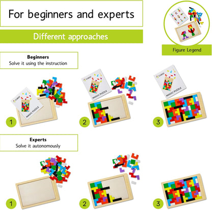 CUBIDI® Original Tangram Puzzle | Building Toys Which Promote Logical Thinking and Spatial Imagination | Montessori Toys for Kids Made Wood | Wooden Toy for Boys and Girls from 4 Years