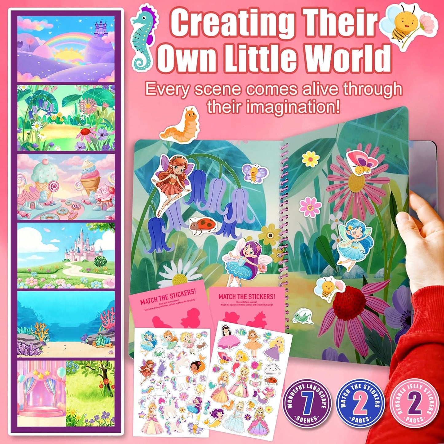 Jelly Sticker Book for Kids 2-4, Waterproof Reusable Sticker Book for Toddlers, Easy to Clean Road Trip Activities, Easter Basket Stuffers & Easter Gifts for Toddlers (Farm)