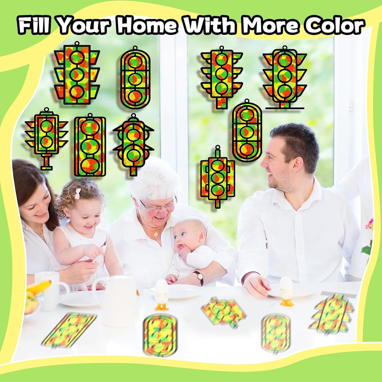 32 Sets Outer Space Suncatchers Craft Kit DIY Window Stained Glass Effect Planet Astronaut Alien Paper Crafts Home School Classroom Decoration Kid Birthday Gift Creative Art Project Activity Game - Colors A