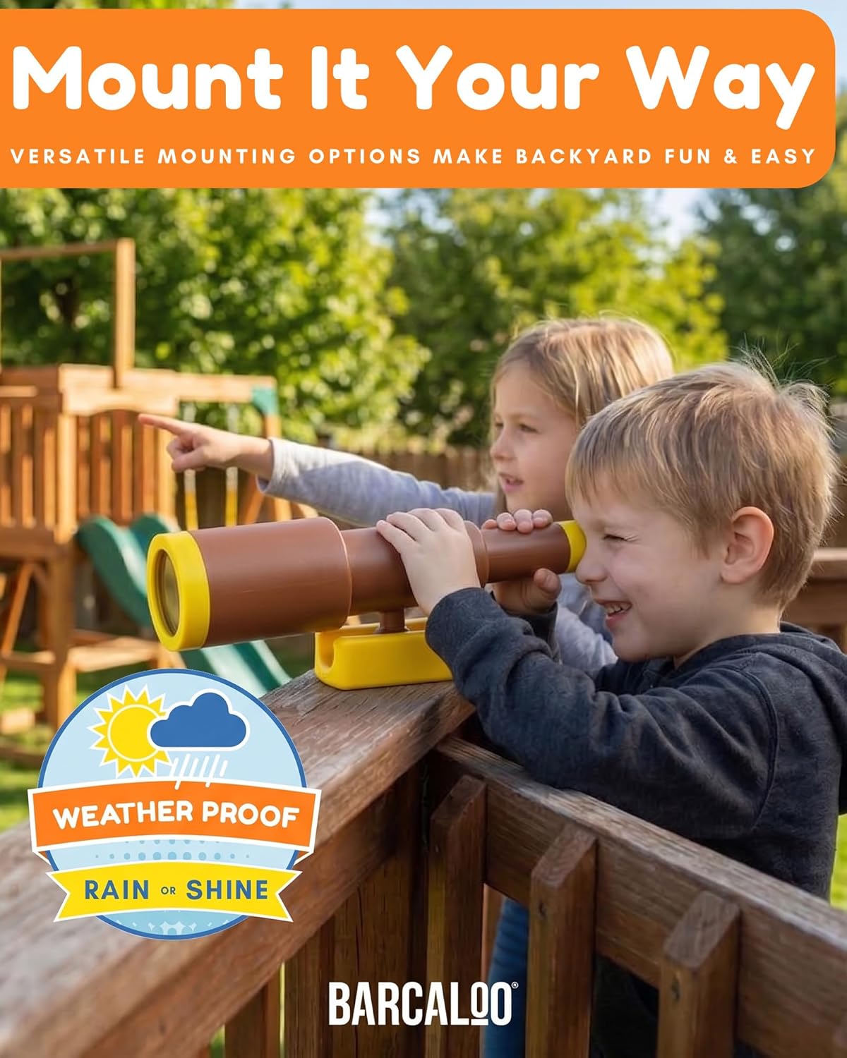 Barcaloo Kids Playset Telescope - Outdoor Backyard Playground Accessories for Kids, Pirate Telescope for Swingset, Jungle Gym, Treehouse, and Playset Accessories