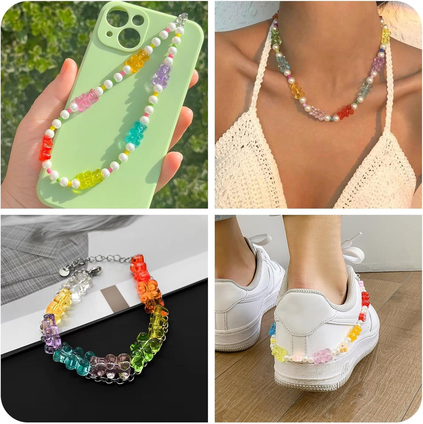 Kissitty 100Pcs Clear Acrylic Bear Beads Cute Bears Loose Beads Bulk Transparent Gummy Bear Spacer Bead Counting Bears for Bracelet Adults Necklace Earring Crafts Bag Key Chain DIY Jewelry Making