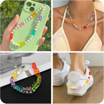Kissitty 100Pcs Clear Acrylic Bear Beads Cute Bears Loose Beads Bulk Transparent Gummy Bear Spacer Bead Counting Bears for Bracelet Adults Necklace Earring Crafts Bag Key Chain DIY Jewelry Making