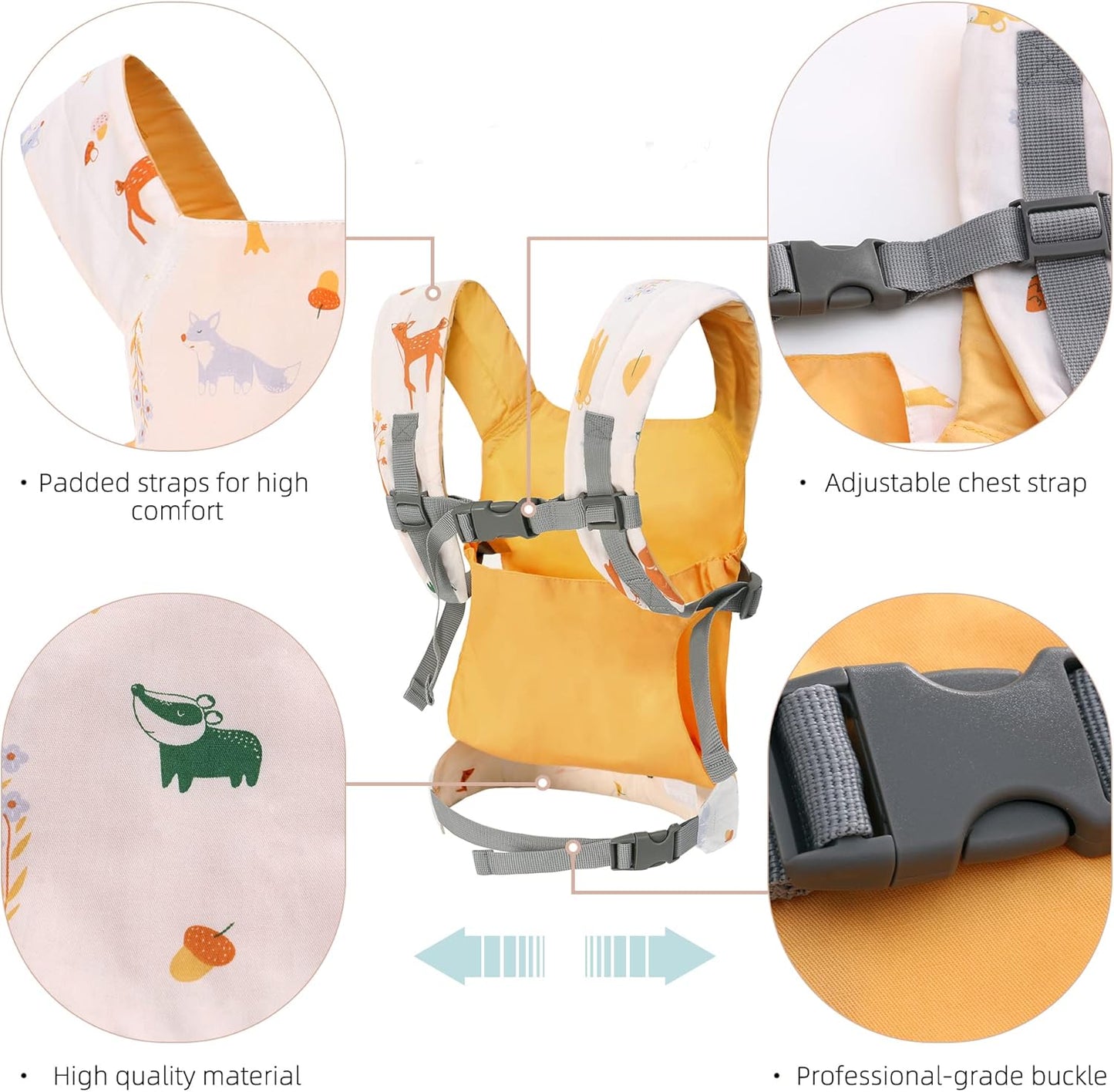 Miracle Baby Doll Carrier for Kids, Front and Back Baby Doll Accessories Backpack Kid Toddlers Play Toy Baby Carriers with Adjustable Straps for Little Girls