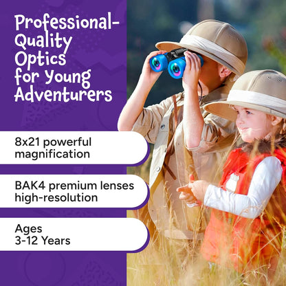 Think Peak Pink Binoculars Science Toy for Kids Ages 3-12 Years - Real Compact Outdoor Adventure & STEM Educational Nature Hiking Explorer for Bird Watching, Camping Children’s Birthday Gift