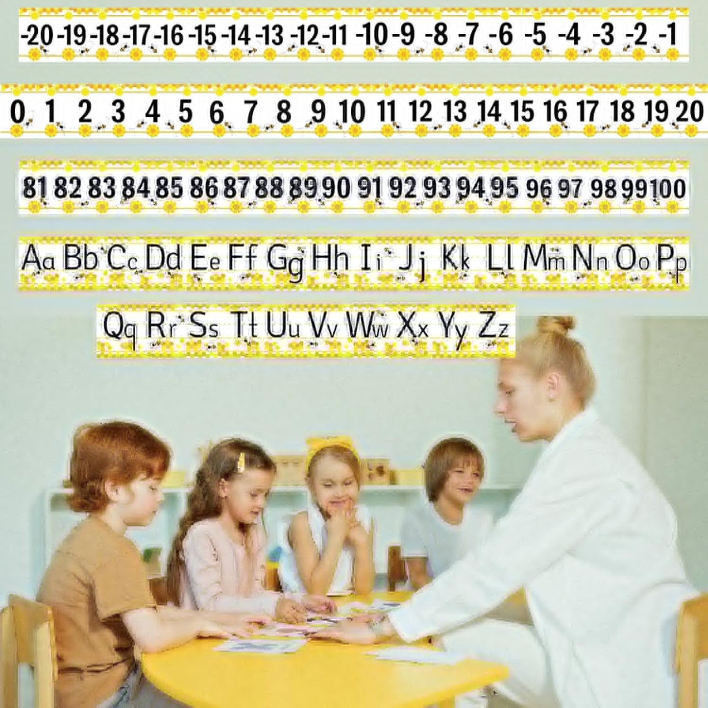 32Pcs A to Z Alphabet and -20-100 Number Cards Boho Bulletin Board Under The Sea Ocean Summer Sunflower Bee Theme Classroom Decorations Math Posters for Wall School Teacher Supplies (Sea Number)