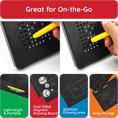 PicassoTiles 2PK 4-in-1 Magnetic Drawing Board 12x10 inch Large Magnet Tablet Pad with 4 Facings Lowercase & Uppercase Alphabets, Numbers, & Freestyle STEM Learning Writing Reading Playboard PTB06