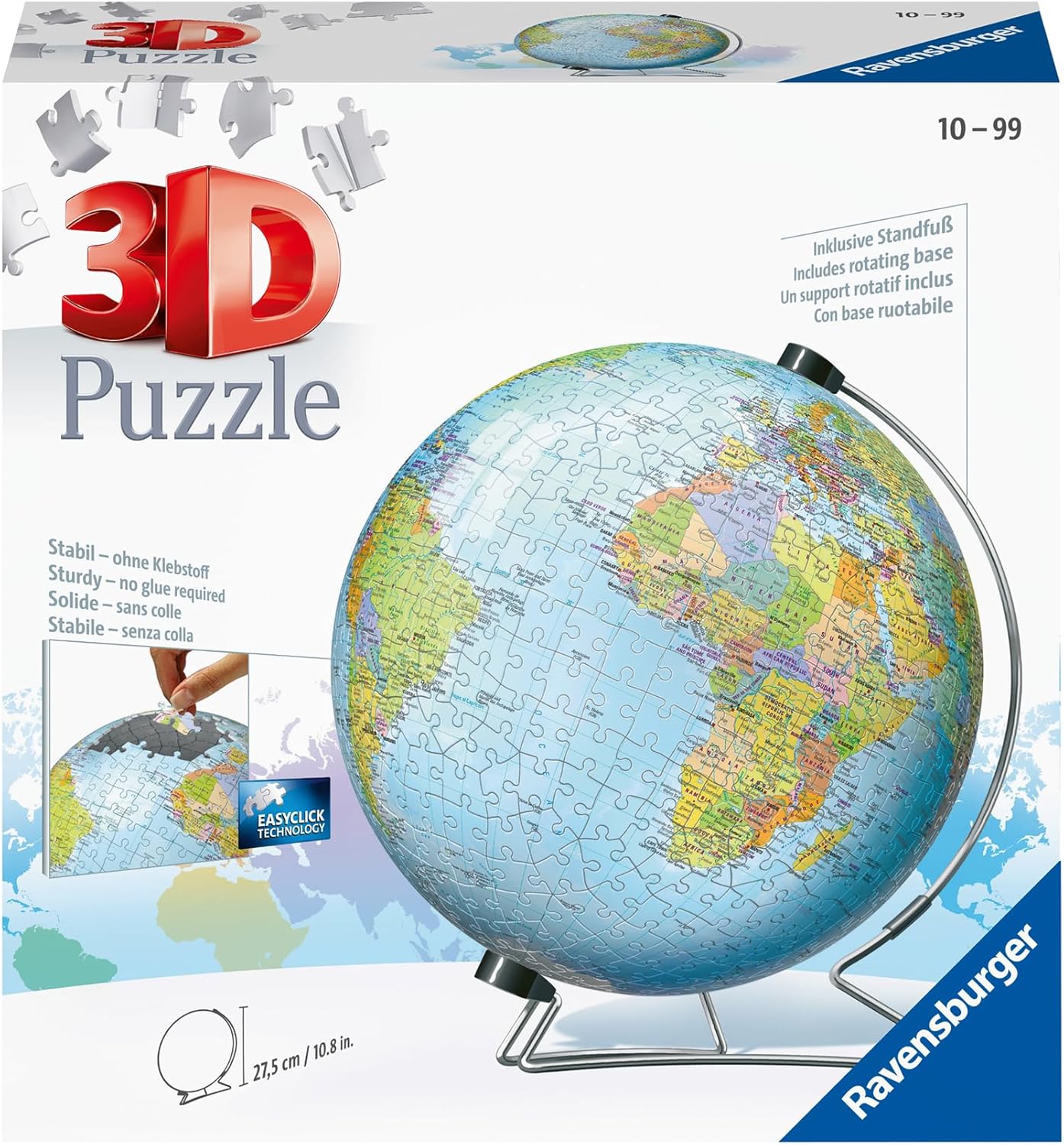 Ravensburger The Earth 540 Piece 3D Puzzle - Engaging Fun for Kids and Adults | Precision Fit with Easy Click Technology | Durable Displayable Model | Celebrating Over 130 Years of Quality