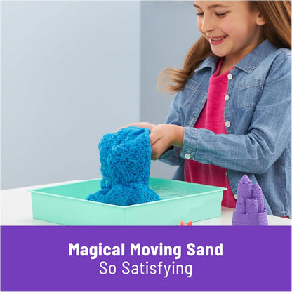 Kinetic Sand, Sandbox Set with 1lb Purple Play Sand, 4 Tools & Molds, Storage, Sensory Toys for Kids Ages 3 and up