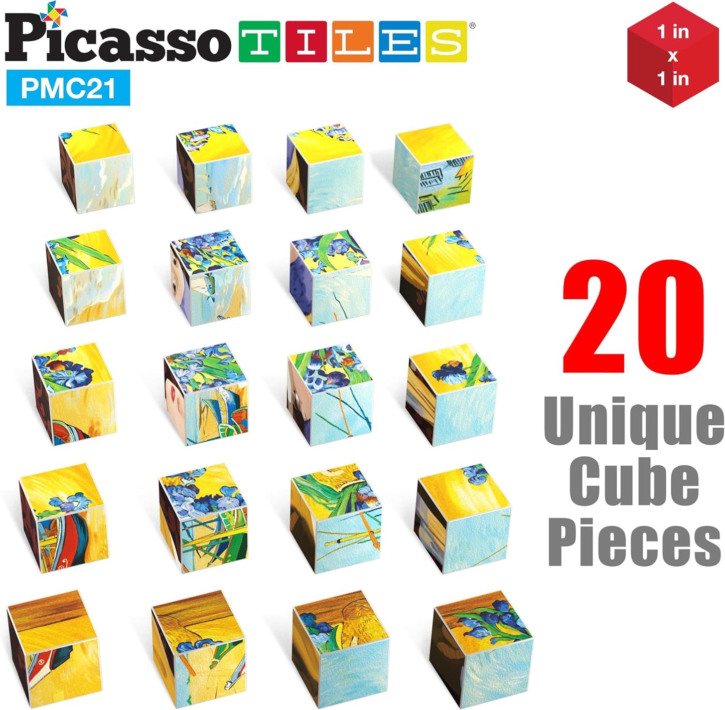 PicassoTiles Magnetic Cube Puzzle 7-in-1 Dinosaur Theme Pattern Magnet Mix Match Building Cubes Toy Set Kids Ages 3 & Up Preschool Children Promote Problem Solving Skills PMC10