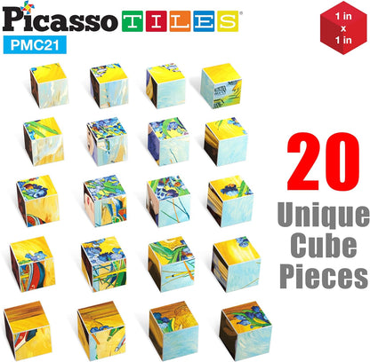 PicassoTiles Magnetic Cube Puzzle 7-in-1 Dinosaur Theme Pattern Magnet Mix Match Building Cubes Toy Set Kids Ages 3 & Up Preschool Children Promote Problem Solving Skills PMC10