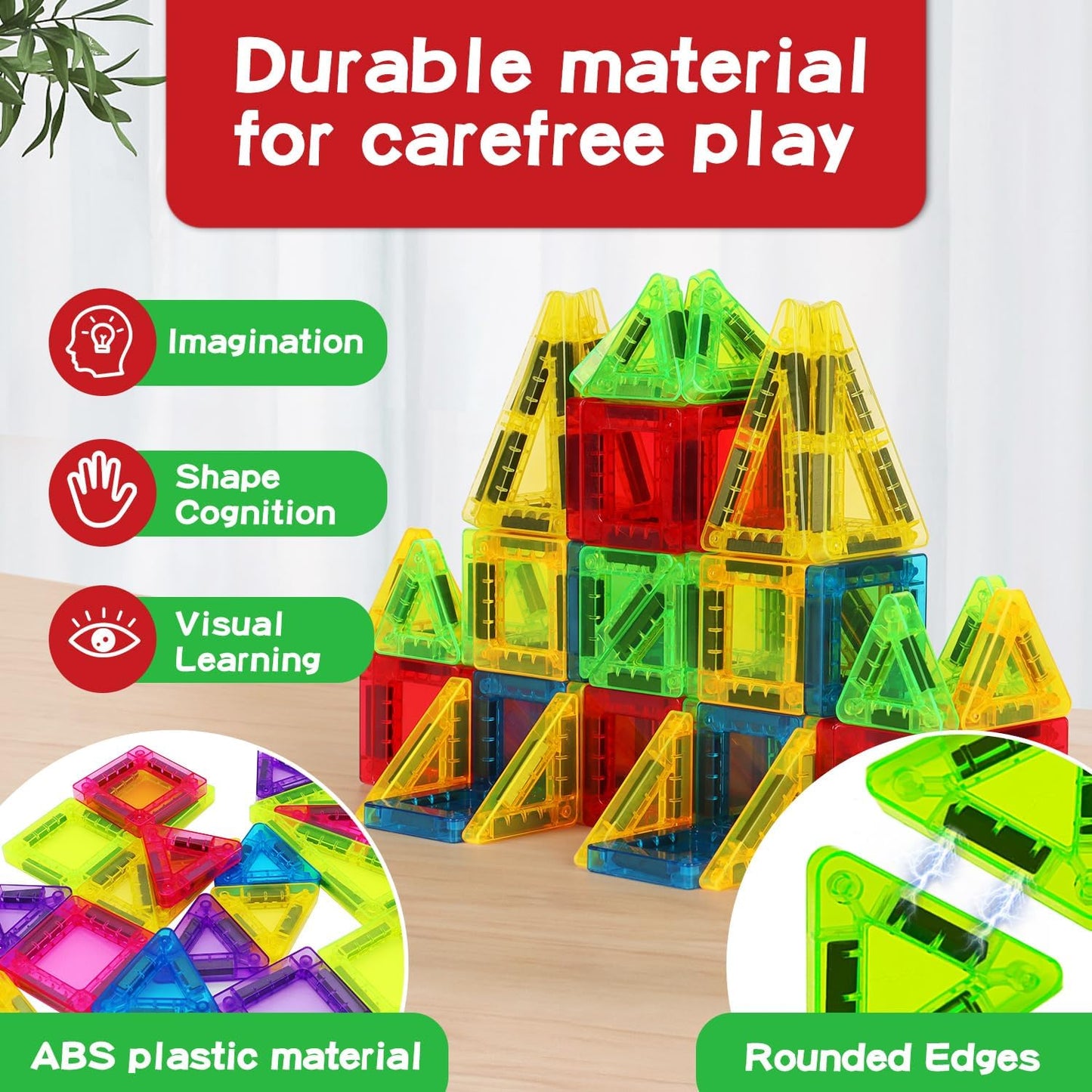 Mini Magnetic Tiles Travel Set with Metal Storage Box,STEM Christmas Holiday Toy for Kids Ages 3–12, Magnet Toys Gifts for Toddlers Boys & Girls Christmas Birthday