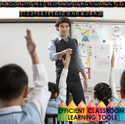 Alphabet for Classroom Wall - 15 PCS Crayon ABC Manuscript Alphabet Line for Classroom Wall Alphabet Bulletin Board Set for Pre School Elementary Classroom Homeschool, Playroom Bedroom Decorations