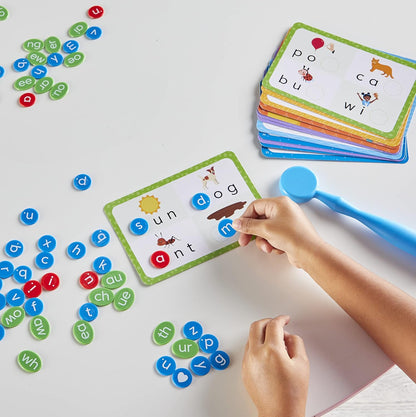 hand2mind Reading Readiness Activity Set, Magnetic Wands and Chip Set, Learn to Spell for Kids, Spelling Toys, CVC Words for Kindergarten, Learning Letters, Science of Reading Manipulatives