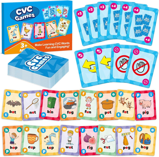 Broytain CVC Phonics Games for Toddlers,CVC Word Toy for Kids,Reading Card Game for Ages 4 5 6,Phonics Flash Cards to Learn Words,Educational Flashcards for Preschool Kindergarten, and Homeschool