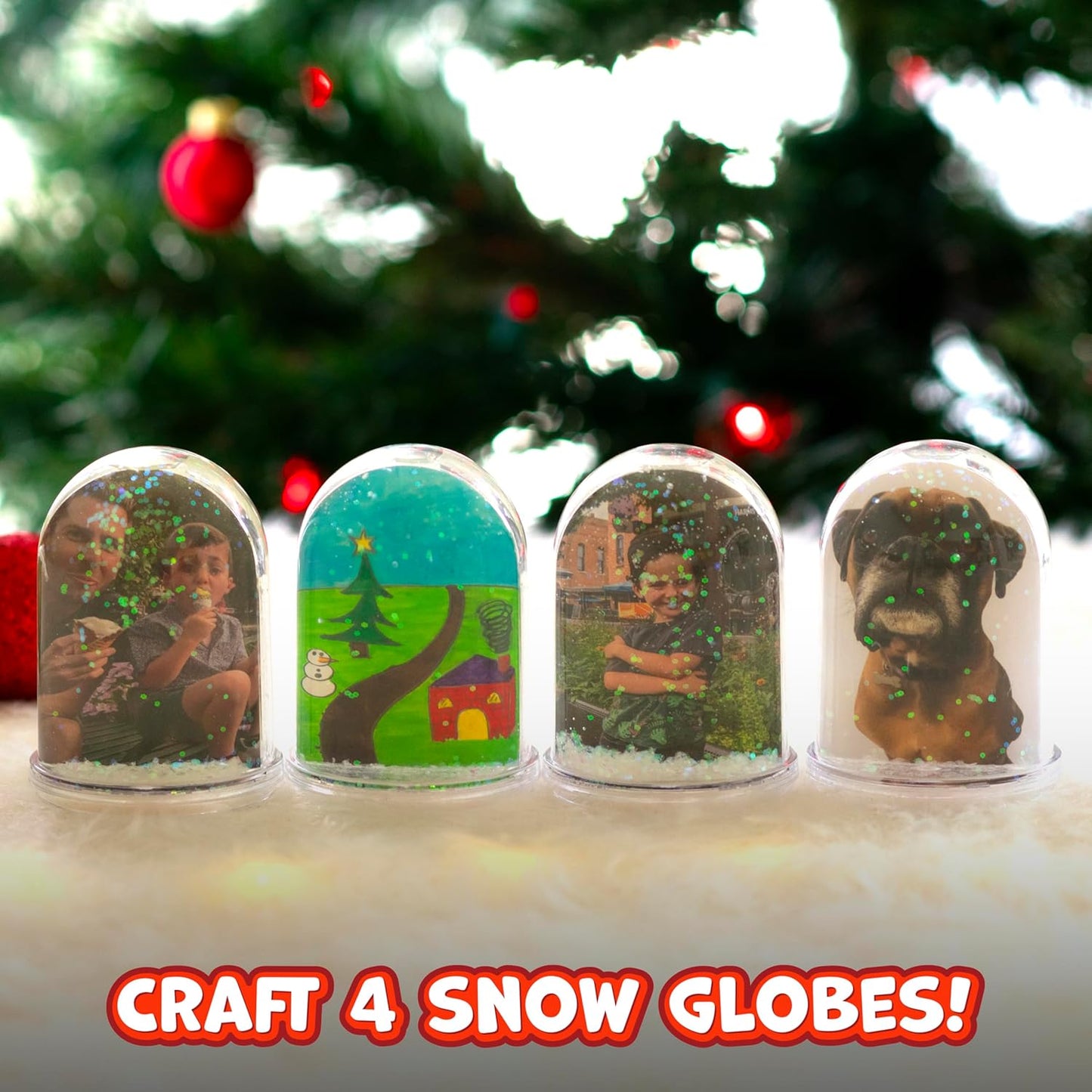 READY 2 LEARN Christmas Crafts - Design Your Own Snow Globes - Set of 4 - Christmas Snow Globes for Kids - Customizable Christmas Decorations for Home