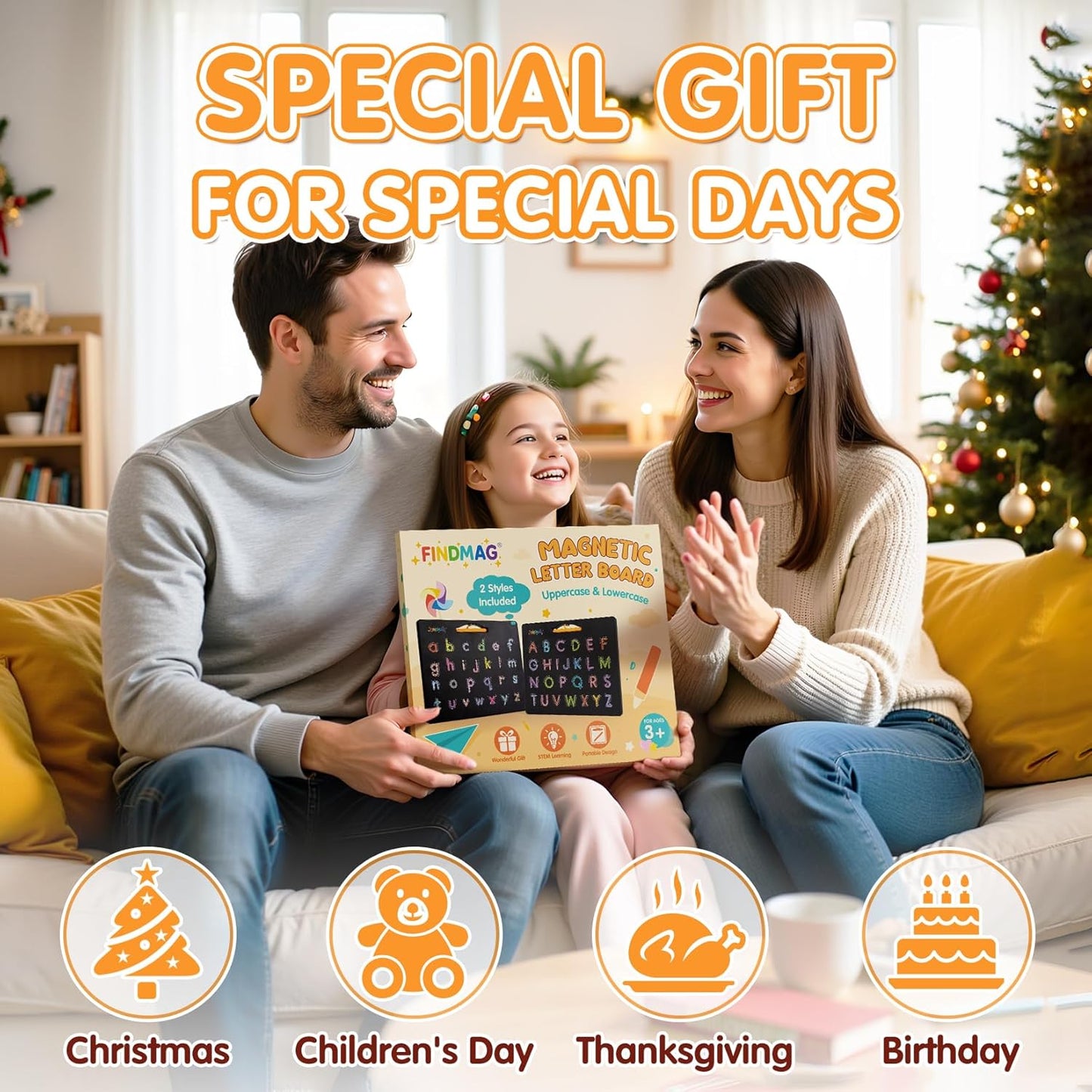 FINDMAG Magnetic Letter Board, Dual Sided ABC Education Board Writing Practice for Toddler, Erasable Educational Tool for Kids, Reusable Learning Toys, Back to School Supplies Road Trip Essentials