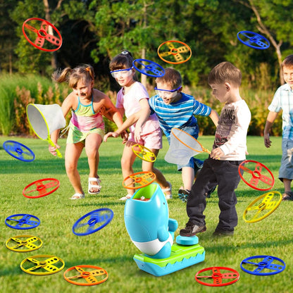 WATUDOU 12 PCS Flying Disc Launcher Outdoor Indoor Game Toys Gifts for 3 4 5 6 7 Year Old Boys Kids, Outdoor Outside Game Toys for Boys Girls Ages 3-5 4-8, Ideal 3 4 5 6 Year Old Birthday Gifts