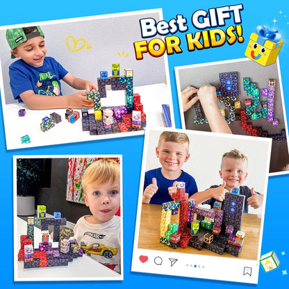 Magnetic Blocks - Build Mine 3D Magworld Forest Lava Set, STEM Magnetic Building Blocks for Kids Ages 4-6 6-8 8-12, Educational Sensory Toys for Toddlers, Birthday Gifts for 3+ Years Old Boys & Girls