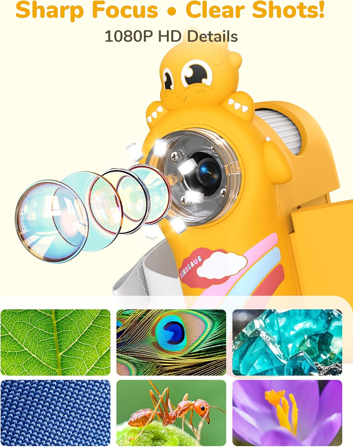 Digital Microscope for Kids - Handheld Pocket 1000X Zoom with 2" Screen Digital Kids Microscope, Portable Compact Body, for Education and Outdoor Activities
