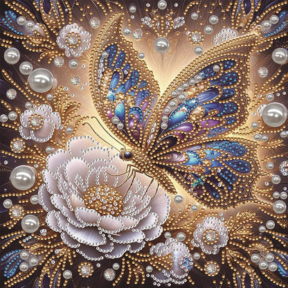 LAKEQUILL Royal Blue Butterfly Special Shaped 5D DIY Partial Drill Home Diamond Art Kit (Butterfly-4)