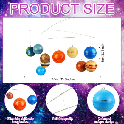 Hollowfly 3D Solar System Mobile Kit Vbs 2026 Decorations Hanging Planets Outer Space Decor Educational Planets Astronomy Gifts Multicolor Space Galaxy Themed Classroom Nursery Room Party Decor
