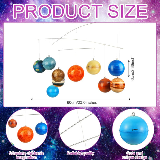 Hollowfly 3D Solar System Mobile Kit Vbs 2026 Decorations Hanging Planets Outer Space Decor Educational Planets Astronomy Gifts Multicolor Space Galaxy Themed Classroom Nursery Room Party Decor