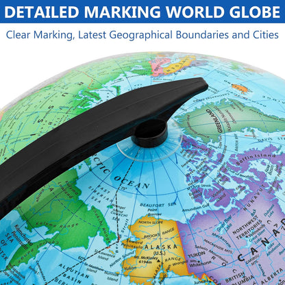 Political Globe, 13in Educational Globes for Classroom, Political Teaching Tool with HD Waterproof & Writable Erasable Surface, 360° Spinning for Education & Desk Decor