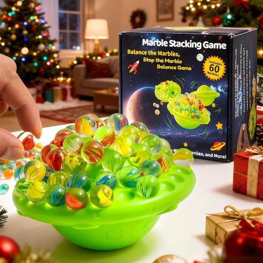 Family Game, Marble Balance Game–60 Colorful Marbles with Built-in Storage|Fun Board Games for Kids&Adults|Exciting Party Game for 1-4 Player for Kids 8-14