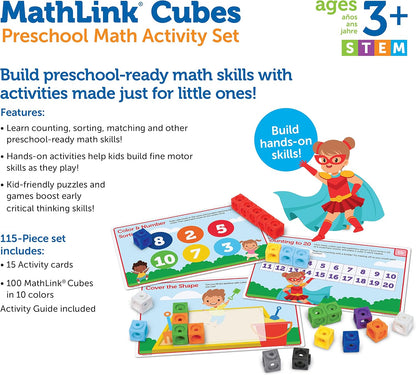 Learning Resources MathLink Cubes Kindergarten Math Activity Set Sea Adventures! - 115 Pieces, Age 5+, STEM Teaching Toys, Kindergartner Games