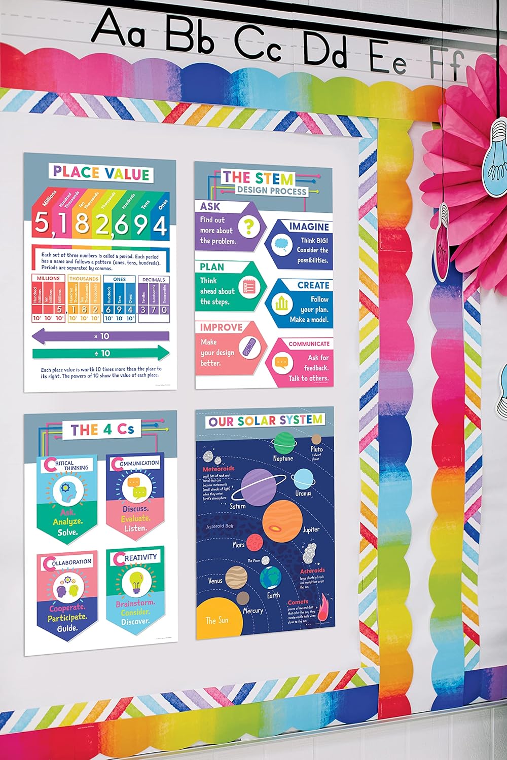 Carson Dellosa 14-Piece Mathematics Strategy Posters, 8.5" x 11" Wall Art Ten Frame, Counting, Number Line, Math Manipulatives, Facts, and More Strategies, Classroom Decor and Teacher Supplies