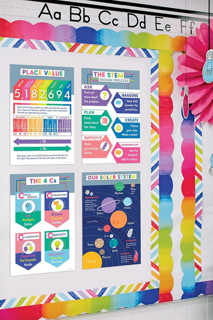 Carson Dellosa 14-Piece Mathematics Strategy Posters, 8.5" x 11" Wall Art Ten Frame, Counting, Number Line, Math Manipulatives, Facts, and More Strategies, Classroom Decor and Teacher Supplies