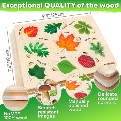 QUOKKA Wooden Puzzles for Toddlers 1-3 – 3xSET Toddler Puzzles Ages 2-4 – Montessori Animal Toy Puzzle for Toddlers 3-5 Year Old – Wood Toy Learning Realistic Animals for Boy and Girl