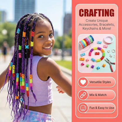 60Pcs Beads for Hair Braids Kids Easy Acrylic Bead Set Jumbo Large Bead for Girls Big Hair Accessories Toddler Beads for Braiding and Cute Hairstyle Decoration