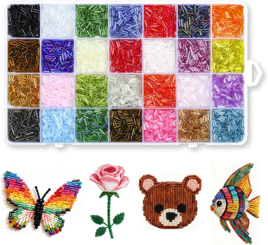 5040Pcs Tube Bead Embroidery Kit, Bugle Beads for Embroidery for Jewelry Making, Crafts, Bracelets, Necklaces, Earrings