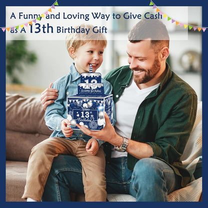 Birthday Money Box for Cash Gift Pull, Surprise Gift Boxes for Money, Money Holder Box with Pull Out Happy Birthday Card and 50Pcs Transparent Bags, Money Gift Ideas for Kids and Adults