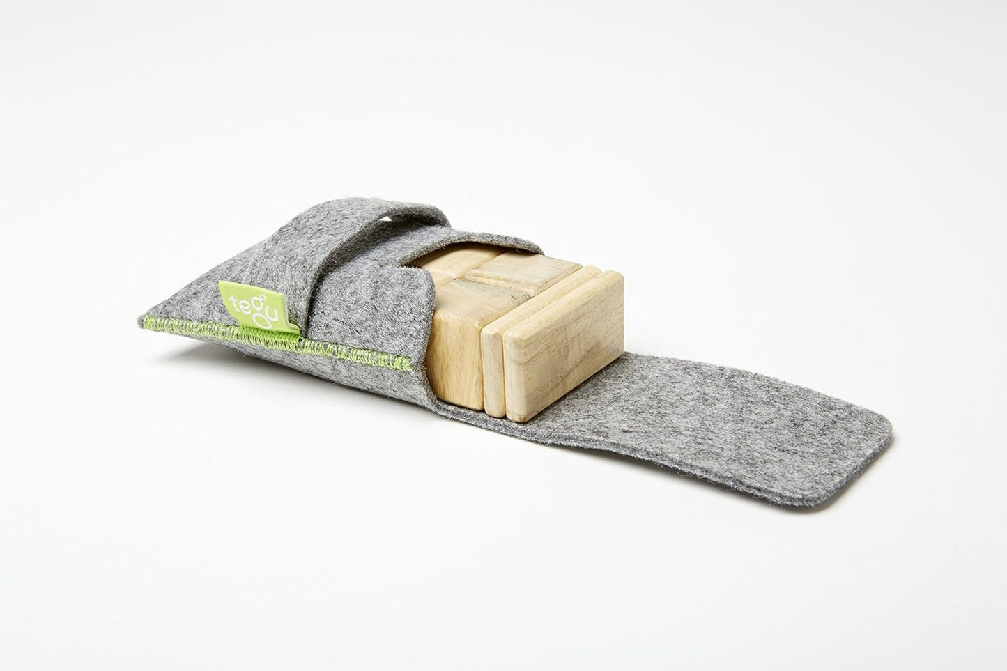 8 Piece Tegu Pocket Pouch Magnetic Wooden Block Set, Tints