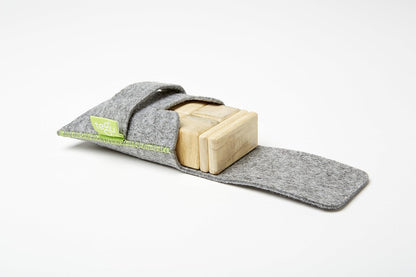 8 Piece Tegu Pocket Pouch Magnetic Wooden Block Set, Tints