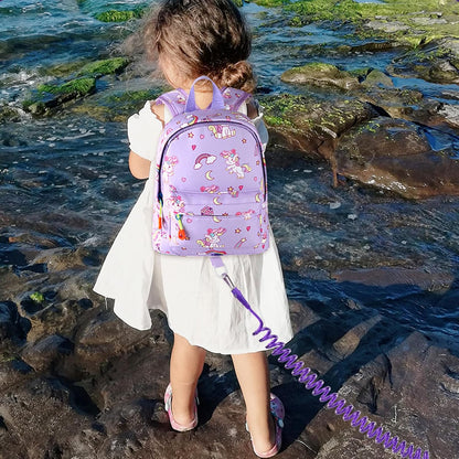 Accmor Toddler Backpack Leash with Anti Lost Wrist Link, Cute Mini Child Walking Harnesses Keep Kids Close Back Pack Rope Tether Rein for Baby Boys (Pink/Unicorn)
