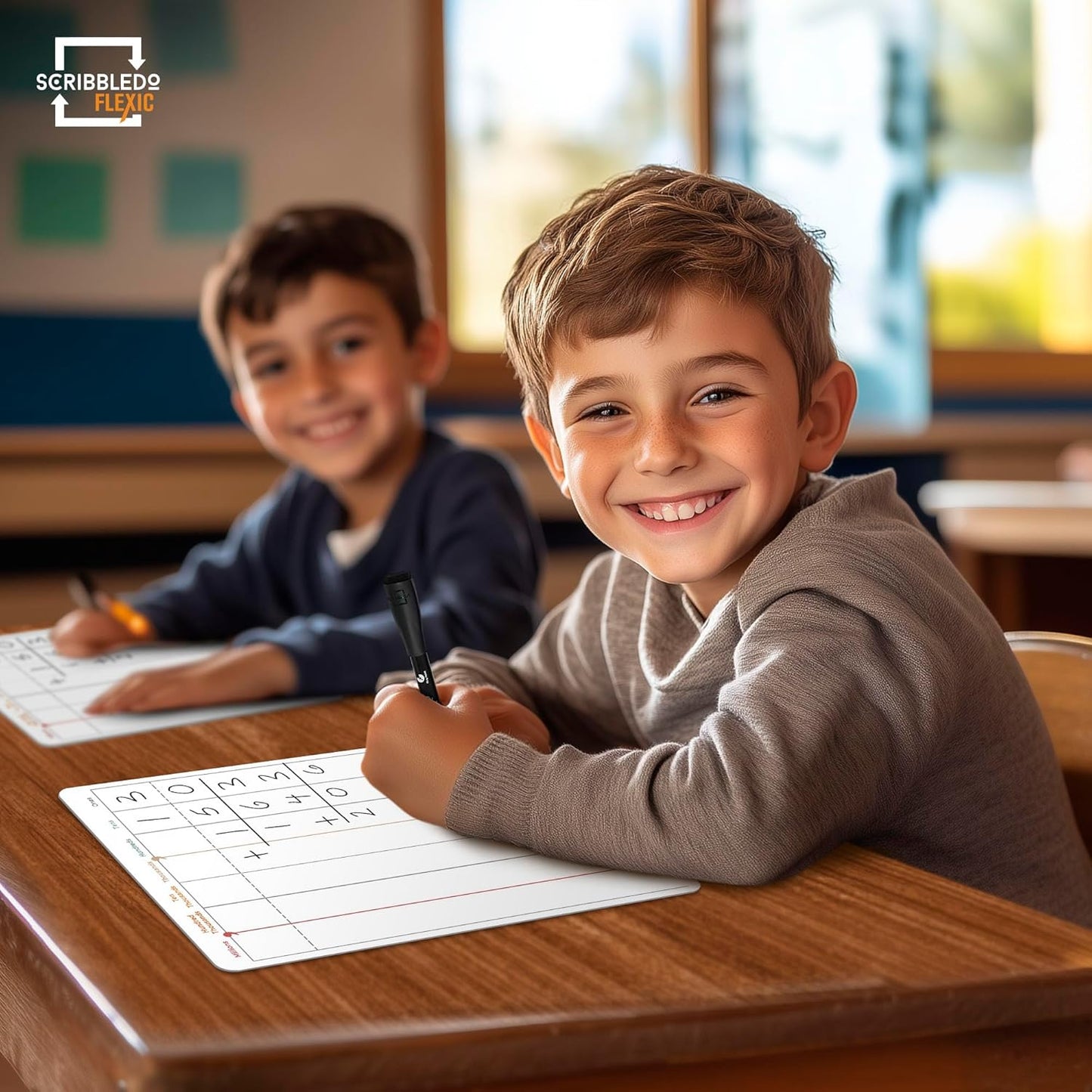 SCRIBBLEDO Division & Place Value Math Practice 9”x12” Small White Board Dry Erase Sheets Math Manipulatives 3rd Grade Long Division Math Supplies Teacher Students Classroom Pack of 10 Sheets