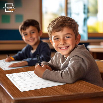 SCRIBBLEDO Division & Place Value Math Practice 9”x12” Small White Board Dry Erase Sheets Math Manipulatives 3rd Grade Long Division Math Supplies Teacher Students Classroom Pack of 10 Sheets