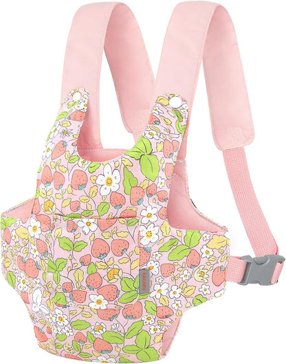 GAGAKU Doll Carrier for Stuffed Animals, Reborn Baby Doll Accessories Toy Carriers for Kids 3+ Toddlers - Pink Wax Flowers