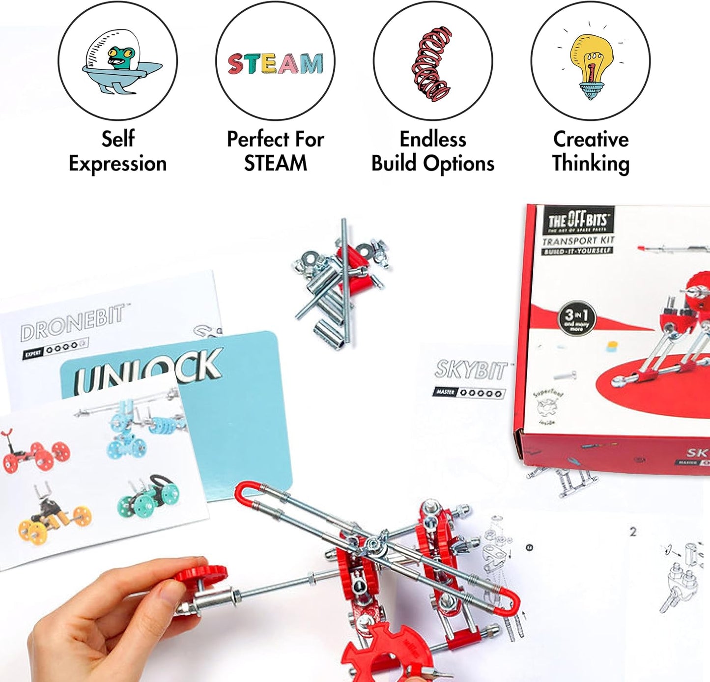 The Off Bits AirBit – Build Your Own Airplane! STEM Building Kit for Creative Kids 8-12 & Curious Adults, Fun Educational Gift for Boys & Girls