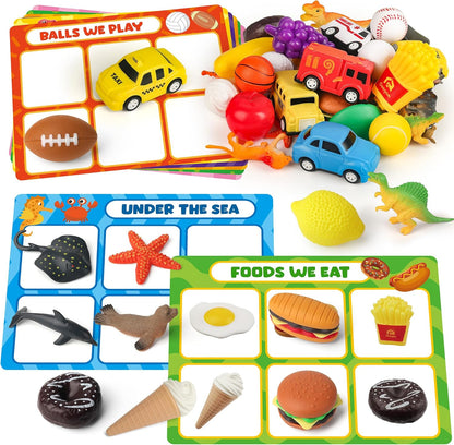 Coogam Sorting Toys for Toddles, Animals Figures Dinosaurs Birds Insects Cognition Matching Game Playset, Fine Motor Learning Activities Educational Toy Gift for 3 4 5 Year Old Kid