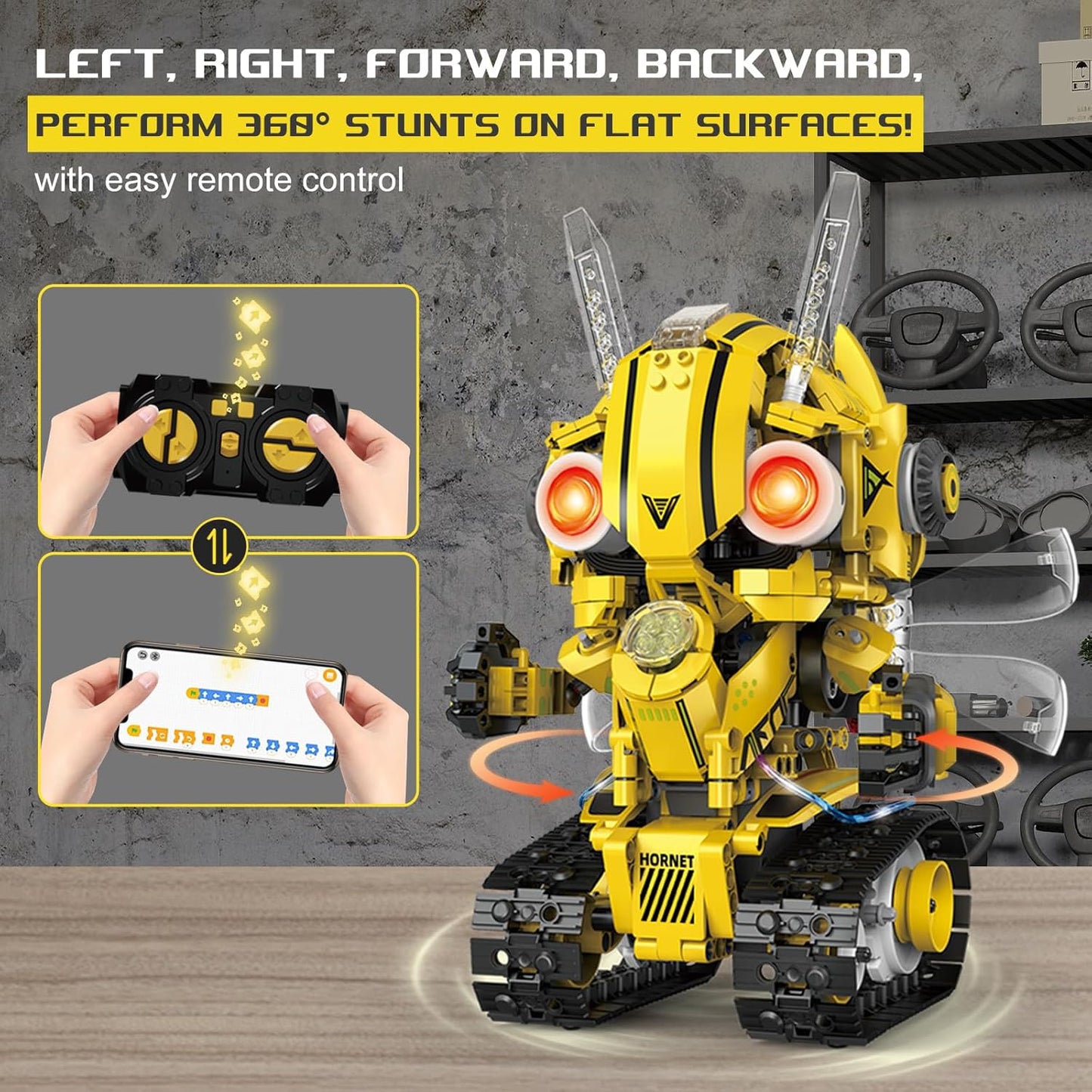 5-in-1 Remote Control STEM Robot Building Kit with LED Light – Transformable Models, Eco-Friendly Rechargeable, App-Controlled, Engineering Toy for Kids 6+ (673PCS)