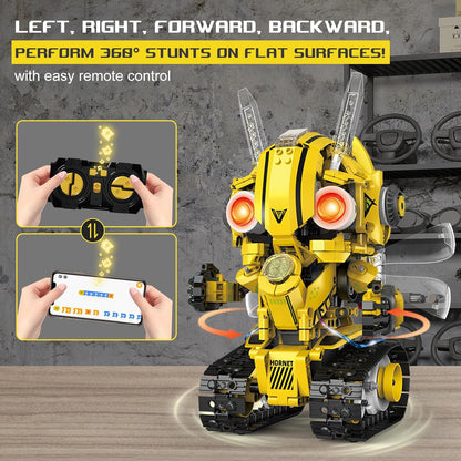 5-in-1 Remote Control STEM Robot Building Kit with LED Light – Transformable Models, Eco-Friendly Rechargeable, App-Controlled, Engineering Toy for Kids 6+ (673PCS)