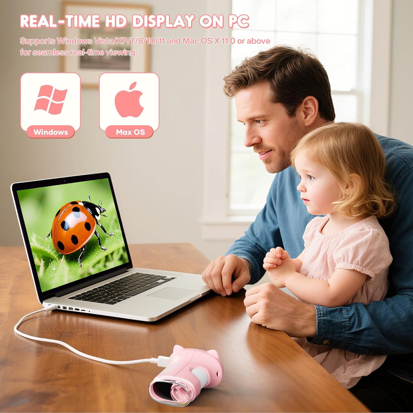 1000X Handheld Digital Microscope for Kids, Pocket Microscope with 2.0" IPS Screen, Portable STEM Science Toy for Ages 4-12, Educational Birthday Gift for Boys Girls, Outdoor Exploration Kit
