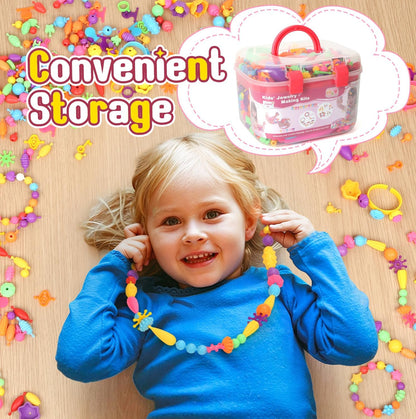 Atoymut 600Pcs Pop Beads, Jewelry Making Kits for Toddlers, Arts and Crafts Supplies for Kids Ages 4-8, Necklace, Bracelet, Ring, Creative DIY Toys Set for 4, 5, 6, 7, 8 Year Old Girl Birthday Gift