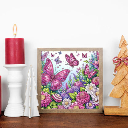 POETRYDRAW Pink Butterfly Special Shaped 5D DIY Partial Drill Diamond Art Painting Kit 30x30cm (Butterfly-1)